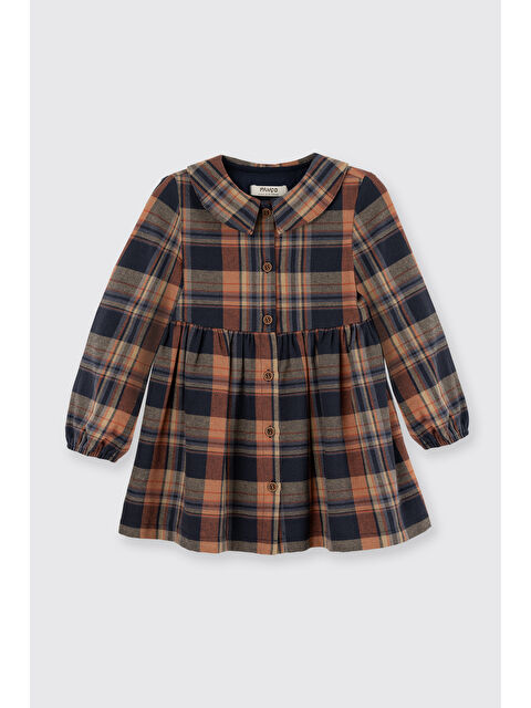 Panço Kız Bebek Ekose Lacivert Elbise