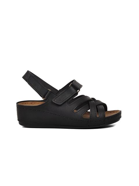 Ayakmod Siyah Kadın Dolgu Topuk Sandalet 09-985 - S000158095-19351