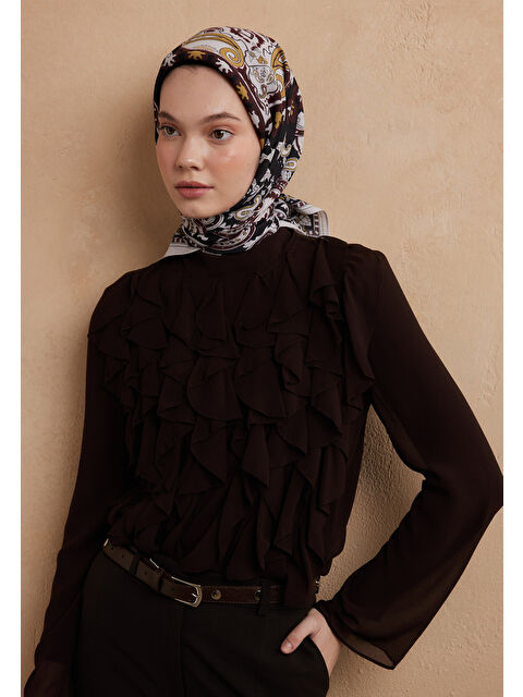 Fresh Scarfs Lena Desen Pamuk İpek Eşarp Siyah - S000423155-19351