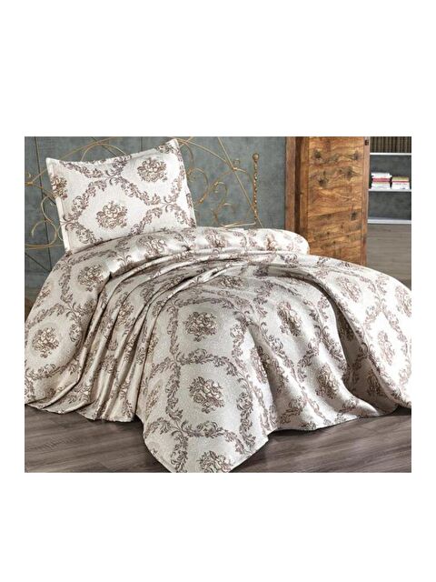 Çeyiz Diyarı Meryem Tek Kişilik Jakarlı Yatak Örtüsü Cappucino - S000489616-19413