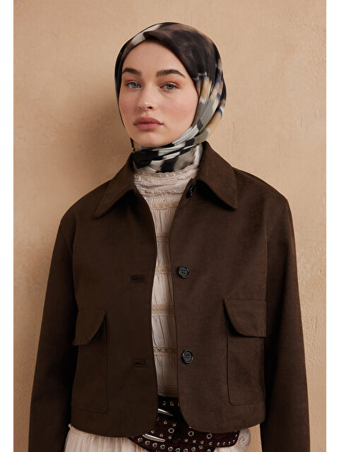 Fresh Scarfs Tıe Dye Desen Pamuk İpek Eşarp Siyah - S000423269-19351