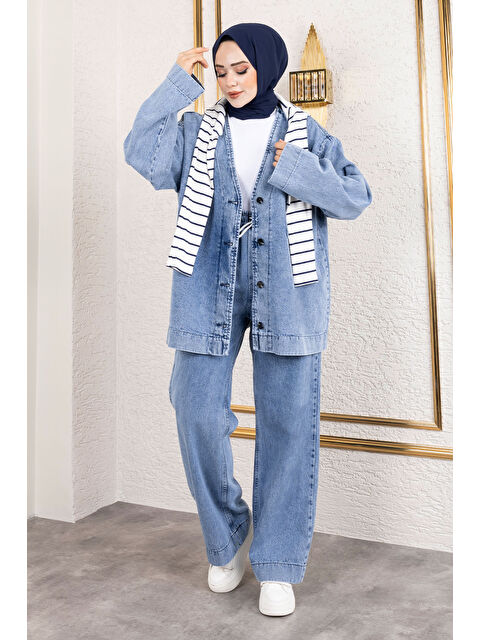 Tesettür Dünyası Vera Denim Takım TSD250104 Açık Mavi - S000527093-17437