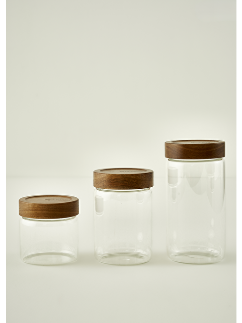 Bella Maison Austin Ahşap Kapaklı 3'lü Kavanoz Seti Naturel - S000519032-26406