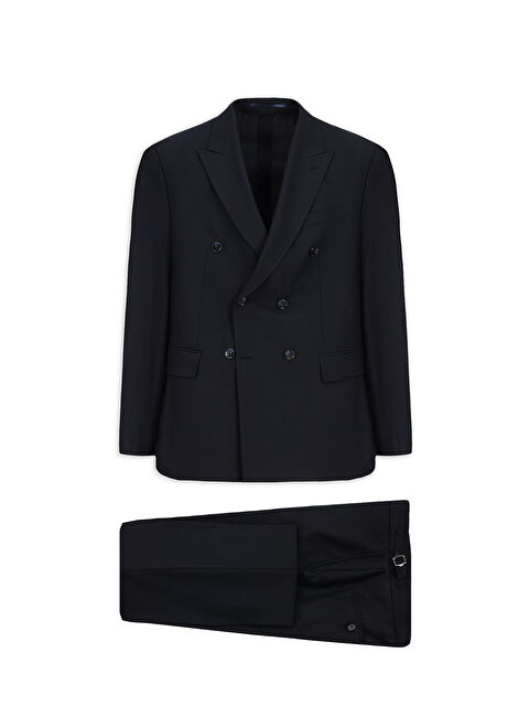 Kiğılı 6 Drop Regular Fit Standart Kesim Yünlü Kruvaze Beli Tokalı Çantalı Takım Elbise