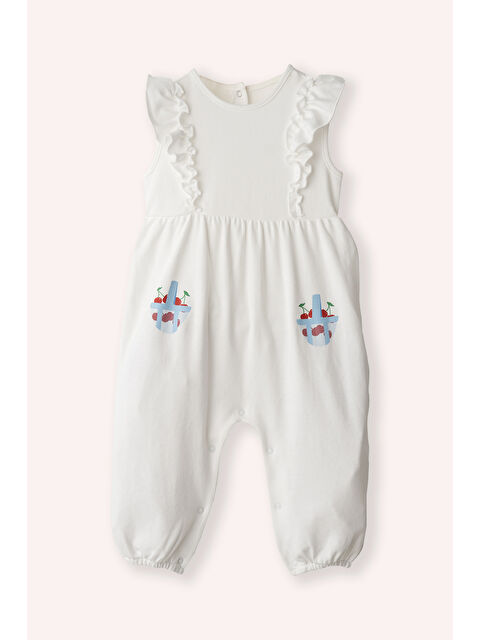 Panço Yenidoğan Fırfır Detaylı Beyaz Tulum - S000530210-20063