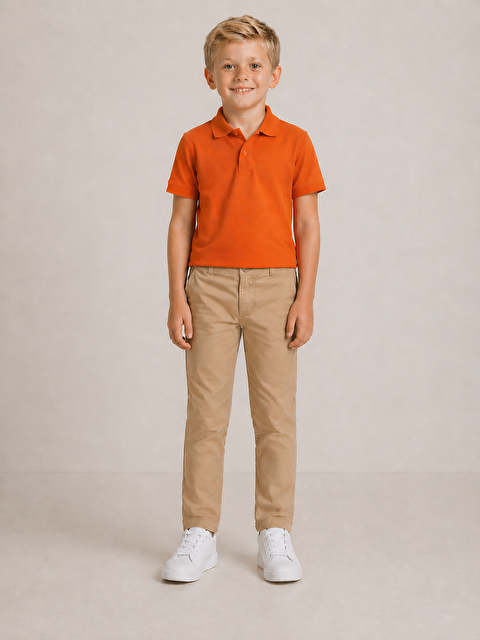 ajn Kids Polo Yaka Basic Kısa Kollu  Kız Çocuk Tişört