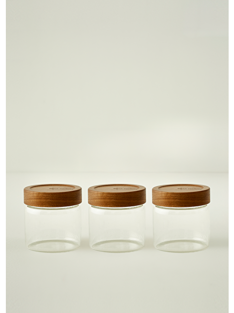 Bella Maison Austin Ahşap Kapaklı 3'lü Kavanoz Seti Naturel (500 cc) - S000519038-26406