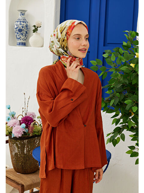 Fresh Scarfs Sprıng Flora Desen Pamuk Vual Eşarp Işığı - S000423157-29736