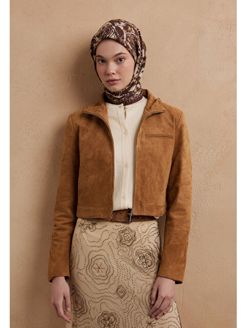 Fresh Scarfs Floral Paısley Desen Pamuk İpek Eşarp Kızıl Kahve - S000423270-19957