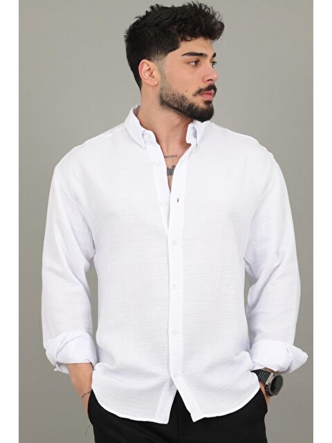 Stilkombin Oversize Müslin Yazlık Uzun Kol Gömlek MRS 202_40417