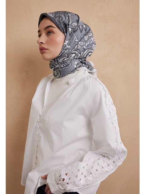 Fresh Scarfs Lena Desen Pamuk İpek Eşarp Duman - S000423155-29666