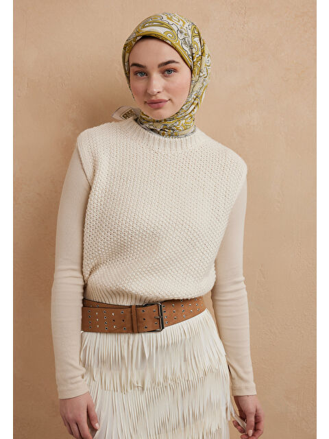 Fresh Scarfs Lena Desen Pamuk İpek Eşarp Hardal - S000423155-7379