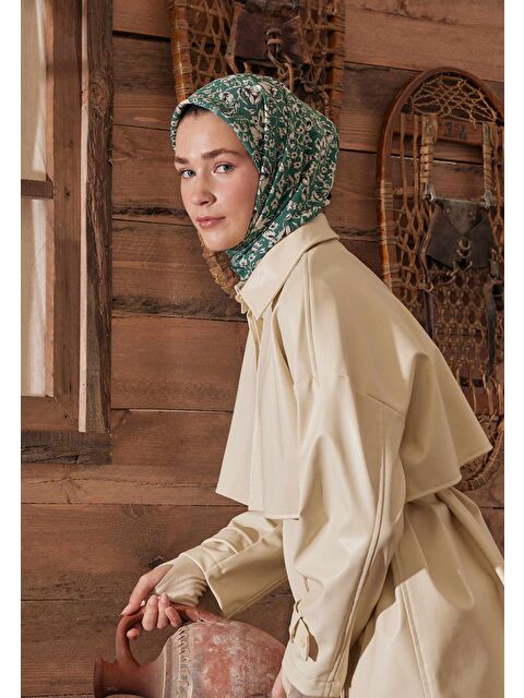 Fresh Scarfs Estelle Desen Pamuk İpek Eşarp Yeşil - S000423152-18194
