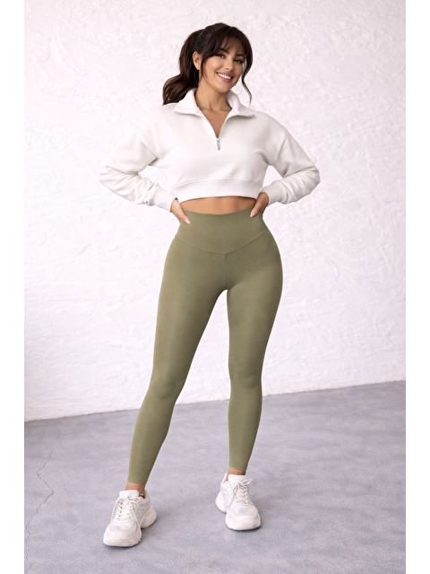 Formo Kadın Ekstra Yüksek Çapraz Kemer Bel Dalgıç Kumaş Esnek Spor Rahat Günlük Tayt