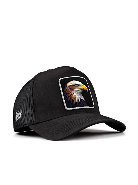 BlackBörk Kartal Logolu Siyah Cordura Trucker Şapka