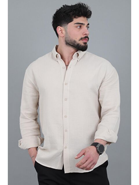 Stilkombin Oversize Müslin Yazlık Uzun Kol Gömlek MRS 202_40417