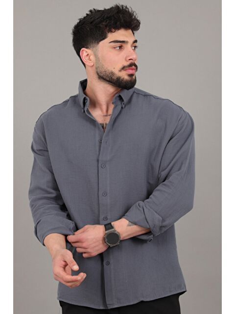 Stilkombin Oversize Müslin Yazlık Uzun Kol Gömlek MRS 202_40417