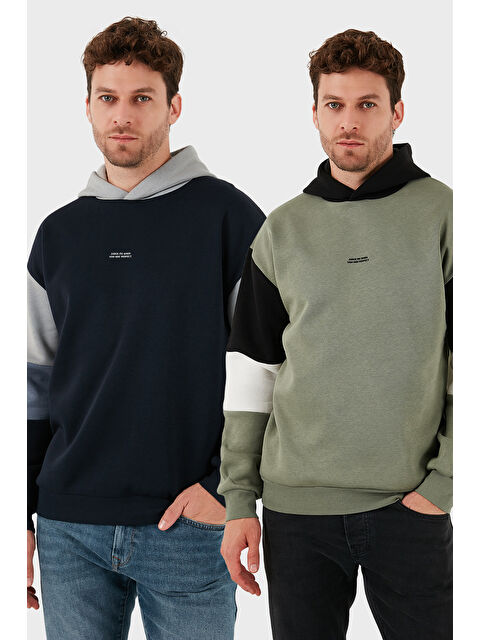 Buratti Pamuklu Relaxed Fit Kapüşonlu İçi Tüylü Yumuşak Şardonlu 2' li Paket Sweat 5905299S2 - S000463647-29672