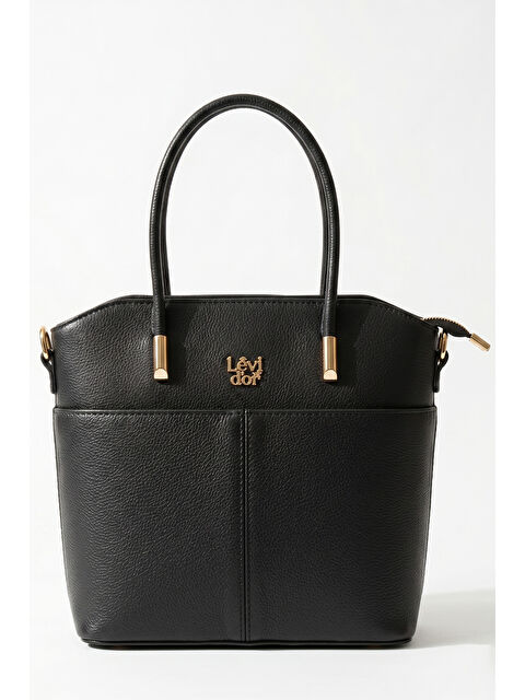 Remsa Kalın Askılı Önü Göz Detay Deri Çanta 930926 Siyah