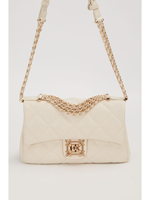 Remsa İnci Detay Küçük Boy Deri Çanta 930865 Krem