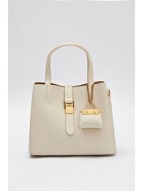 Remsa 3 Gözlü Ek Askılı Charm Detay Yumuşak Deri Çanta 930647 Krem