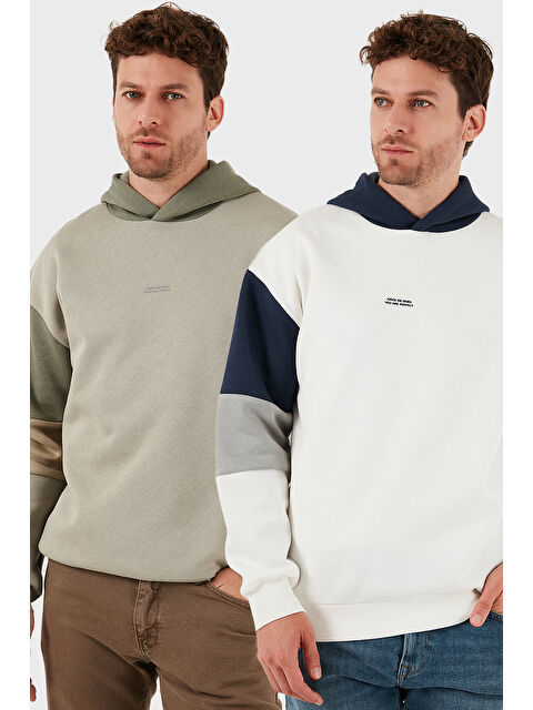 Buratti Pamuklu Relaxed Fit Kapüşonlu İçi Tüylü Yumuşak Şardonlu 2' li Paket Sweat 5905299S2 - S000463647-25636