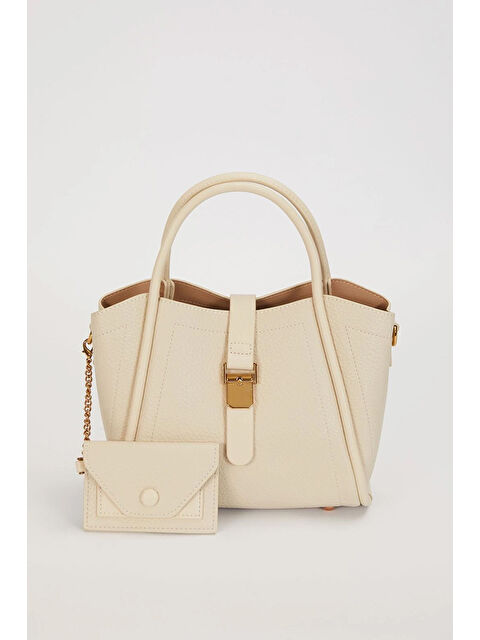 Remsa 3 Gözlü Ek Askılı Charm Detay Yumuşak Küçük Boy Deri Çanta 930643 Bej