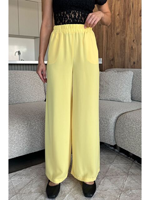 Gülseli Kadın Bol Paça Bel Lastikli Kumaş Pantolon - S000445312-20072