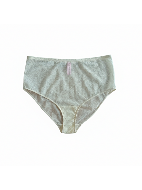 Bonbon Kadın Dantelli Yüksek Bel Ekru Renk Slip Külot Bb2074