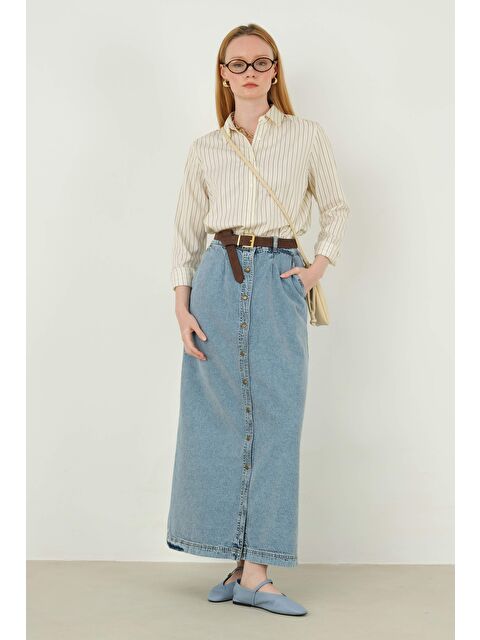 HE-QA Denim Çan Etek Mavi - S000401961-17234