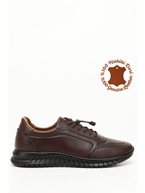 GÖNDERİ(R) ÇİKOLATA KAHVE  Hakiki Deri Bağcıklı Erkek Günlük Sneaker 42455 - S000277392-20637