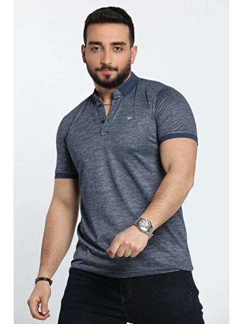 Mishar İtalia Kendinden Desenli Polo Yaka Ön Düğme Detaylı Erkek Tişört - S000303292-21164