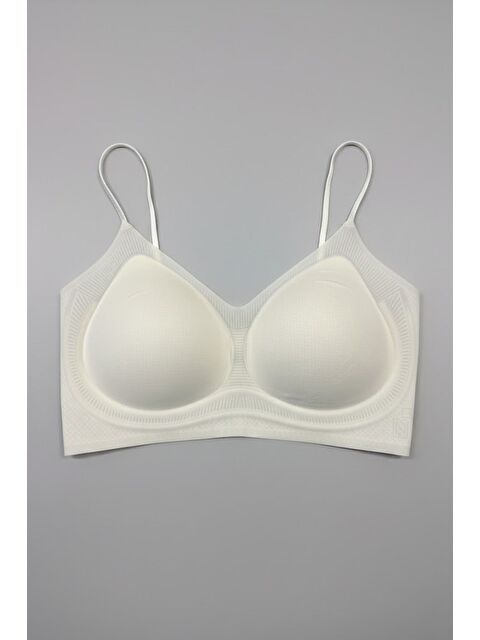 C&City Balensiz Dikişsiz Lazer İp Askılı Pedli Sütyen C26235 Ekru