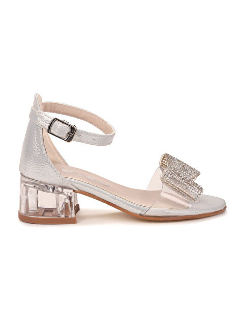 Kiko Kids Tire Vakko Kız Çocuk 4 Cm Şeffaf Topuklu Sandalet Abiye Ayakkabı - S000424537-17219