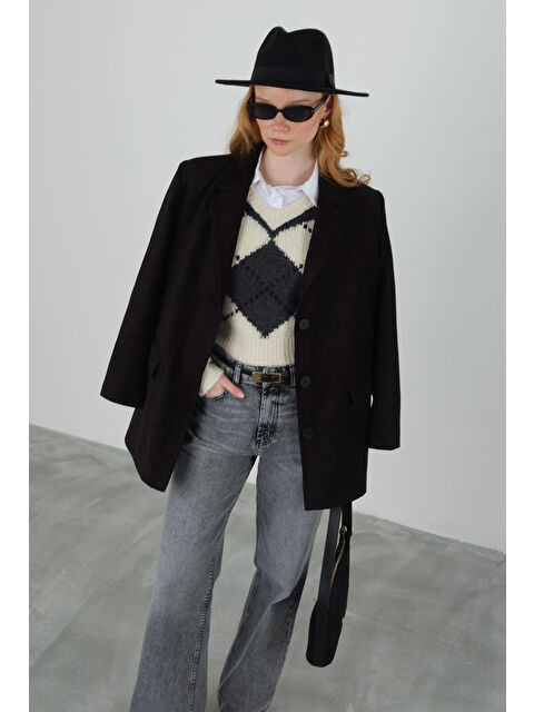 HE-QA Süet Blazer Ceket Siyah - S000401979-19351