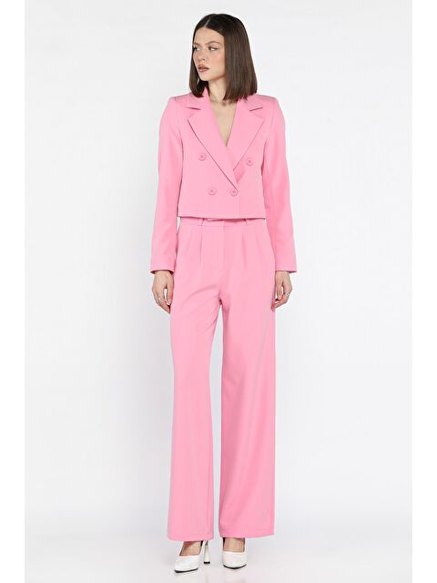 Gülseli Kadın Dört Düğmeli Blazer Ceket Palazzo Pantolon İkili Takım - S000373135-20024