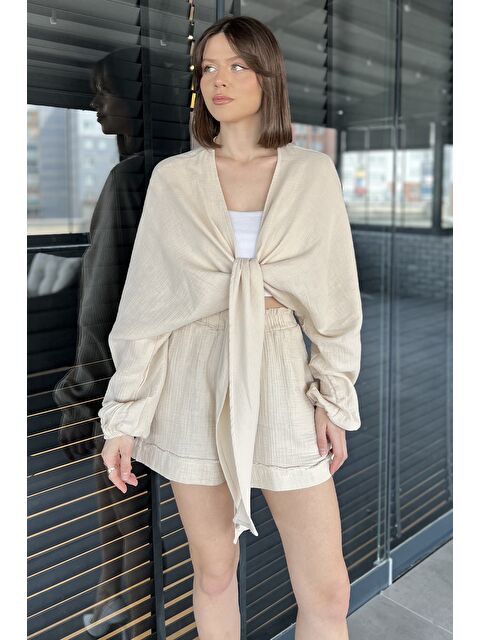 Gülseli Kadın Yarasa Kol Ön Bağlamalı Bluz - S000368419-19928