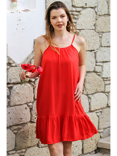 Chiccy Narçiçeği Eteği Fırfırlı Ayarlanabilir Askılı Casual Viskon Dokuma Elbise 105 66 - S000367710-20048