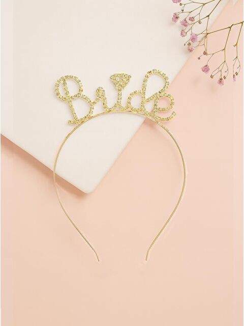 Parti Adresi Bride Taç Kristal Taşlı Metal Bekarlığa Veda Parti Tacı Gold - S000522807-20076