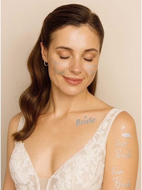 Parti Adresi Bekarlığa Veda Partisi Karışık Dövme Seti Bride Team Bride Dövme Gümüş 12'li - S000522810-18105