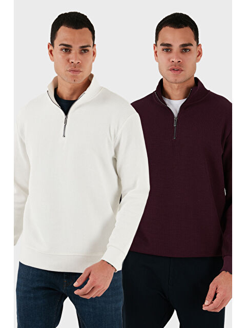 Buratti Pamuklu Regular Fit Yarım Fermuarlı Dik Yaka 2'li Paket Sweat 5905716S2 - S000463617-37576
