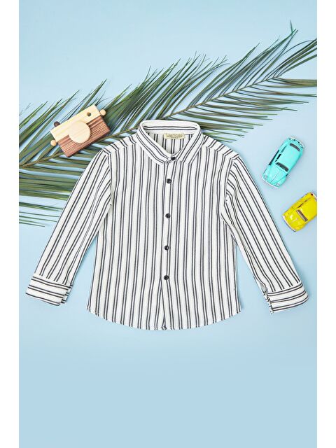 Fullamoda Çizgili Düğmeli Erkek Çocuk Gömlek - S000503307-19351