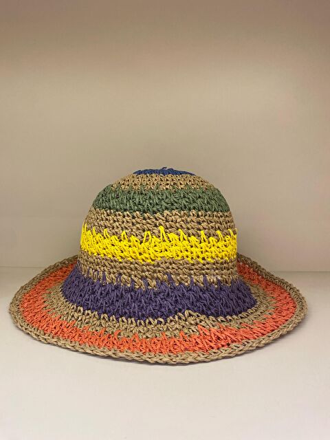 Luminos Butik Kadın Camel El Örgüsü Hasır Şapka Hsr2066