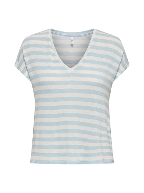 Only Onlliran Regular Fit Çizgili V Yaka T Shirt 15369780