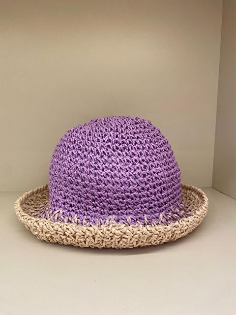 Luminos Butik Kadın Lila El Örgüsü Hasır Şapka HSR2072 - S000204262-37212