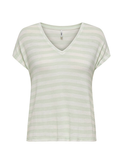 Only Onlliran Regular Fit Çizgili V Yaka T Shirt 15369780