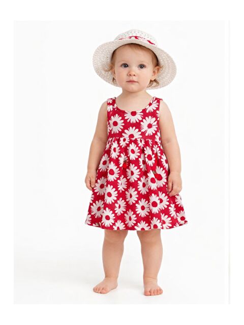 Chicsy Baby Tatlı Kız Bebek Papatya Desenli Tarz Elbise Şapkalı Yazlık Kombin
