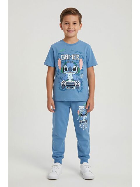 Cansın Mini Mavi Gamer Karakter Baskılı Tişörtlü Erkek Çocuk Eşofman Takımı 23875