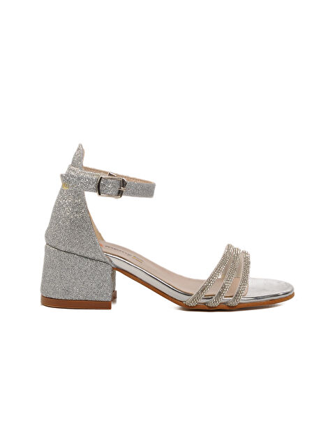 Ayakmod Gümüş Taş İşlemeli Kız Çocuk Sandalet 253 RY 6504 P - S000369085-18105