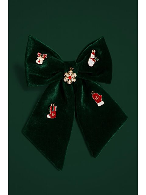 New Obsessions Yılbaşı Figürleri Charm Süslü Kadife Fiyonk Toka - S000482516-18194